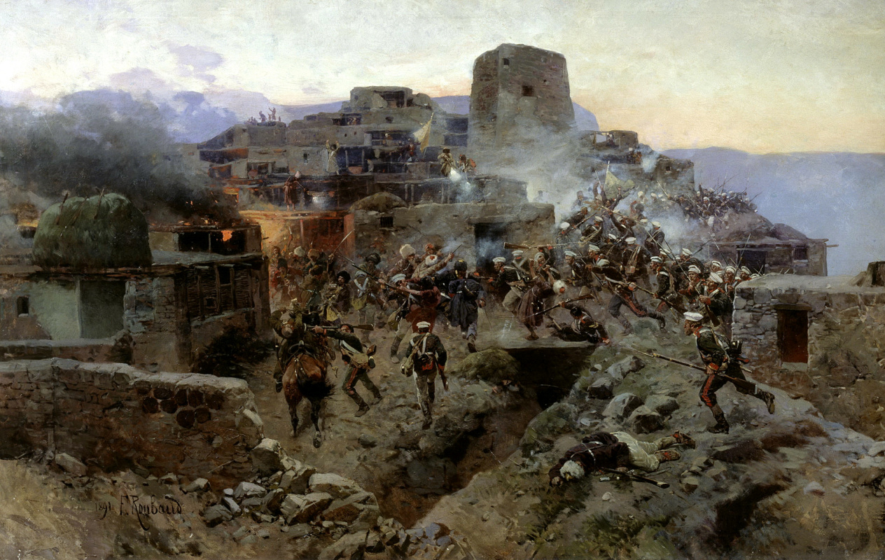 Картина «Штурм аула Джимри» 1891 год